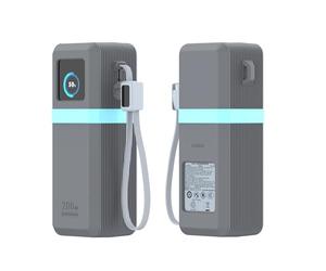 Coque de protection en silicone pour UGREEN Nexode Pro 25 000 mAh 200 W PB728, trous de lanière renforcés et fenêtre d'affichage intelligente, antichoc pour accessoires de banque d'alimentation (gris)