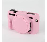 Coque de protection en silicone souple pour appareil photo numérique Canon G7 X Mark II avec cache objectif amovible, coupe ajustée (rose)