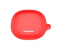 Coque de protection en silicone souple pour casque QCY MeloBuds N20, résistante aux chocs et à la poussière, avec mousqueton (rouge)