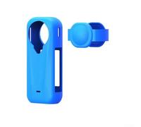 Coque de protection en silicone souple pour Insta360 X4 avec cache d'objectif - Protection antichoc en noir, rouge, bleu - Léger pour un boîtier fin (bleu)