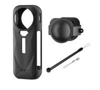 Coque de protection en silicone souple pour Insta360 X5 avec cache d'objectif et lanière absorbant les chocs - Coque intégrale pour caméra d'action extérieure - Ajustement sécurisé - Noir