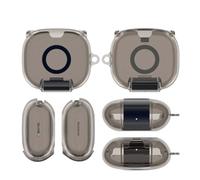Coque de protection en TPU compatible avec Beats Powerbeats Fit - Coque transparente antichoc avec mousqueton et support (gris)