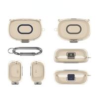 Coque de protection en TPU compatible avec écouteurs JBL Endurance Peak 3 - Coque rigide avec interrupteur monobloc avec mousqueton - Gris transparent