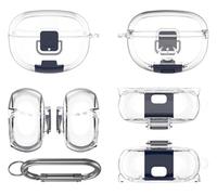 Coque de protection en TPU compatible avec les écouteurs Bose Ultra Open avec interrupteur - Support de rangement résistant aux chocs, coque de charge sécurisée et mousqueton (transparent)