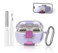 Coque de protection en TPU pour écouteurs Bose Ultra Open - Accessoires sur mesure avec porte-clés et stylo de nettoyage - Protection fiable contre les rayures et les chocs (violet clair transparent)