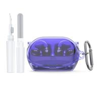 Coque de protection en TPU pour écouteurs JBL Soundgear Clips, avec stylo de nettoyage et mousqueton pour le sport et une utilisation quotidienne (violet clair transparent)