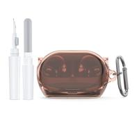 Coque de protection en TPU pour écouteurs JBL Soundgear Clips, avec stylo de nettoyage et mousqueton pour le sport et une utilisation quotidienne (marron-transparent)