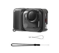 Coque de protection en TPU souple pour Insta360 GO Ultra Action Camera - Avec capuchon d'objectif et lanière - Noir transparent