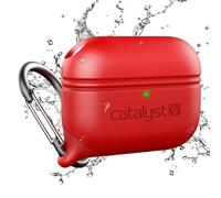 Coque de Protection Étanche pour AirPods Pro - Catalyst Édition Spéciale, IP67, Antichoc MIL-STD-810G, Silicone Premium, avec Mousqueton, Charge sans Fil/Qi/USB-C - Rouge
