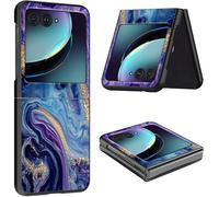 Coque de protection fine et légère en polycarbonate rigide anti-chocs pour Motorola Moto Razr 2024 5G/Razr 50 6,9" - Marbre violet bleu