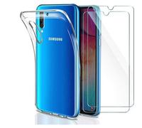 Coque de Protection - HQSELECTION - Pour Samsung Galaxy A50 - 2 Verres Trempés - Silicone Souple - Transparent
