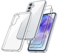 Coque de Protection - HQSELECTION - Pour Samsung Galaxy A55 5G - 2 Verres Trempés - Silicone Souple - Transparent