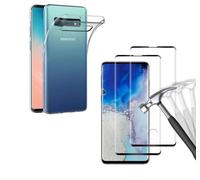 Coque de Protection - HQSELECTION - Pour Samsung Galaxy S10 - 2 Verres Trempés - Silicone Souple - Transparent