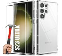 Coque de Protection - HQSELECTION - Pour Samsung Galaxy S23 Ultra 5G 6,8"" - 2 Verres Trempés - Silicone Souple - Transparent
