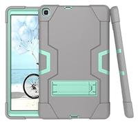 Coque de Protection Hybride Rigide Hybride à Trois Couches pour Tablette Samsung Tab A 8.4 (2020) T307 avec béquille - Résistante aux Chocs - Gris + Turquoise