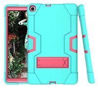 Coque de Protection Hybride Rigide Hybride à Trois Couches pour Tablette Samsung Tab A 8.4 (2020) T307 avec béquille - Résistante aux Chocs - Coque en Silicone (Aquatique + rosé)