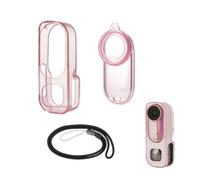 Coque de protection intégrale en TPU transparent pour Insta360 GO3S, avec bouchon d'objectif de protection, résistant aux chocs, aux chutes et à la poussière pour Insta360 GO3S, rose transparent +