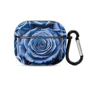 Coque de protection intégrale pour écouteurs Bluetooth avec motif fleurs bleues et roses - Coque rigide résistante aux chocs - Prend en charge le chargement sans fil avec porte-clés - Cadeau