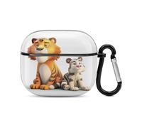 Coque de protection intégrale pour écouteurs Bluetooth avec petits animaux mignons - Protection intégrale contre les chocs - Coque rigide avec chargeur sans fil avec porte-clés - Cadeau personnalisé