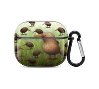 Coque de protection intégrale pour écouteurs Bluetooth Kiwi Bird - Protection intégrale contre les chocs - Coque rigide - Prend en charge le chargement sans fil avec porte-clés - Cadeau personnalisé