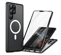 Coque de protection magnétique pour Samsung Galaxy S25 Ultra/S25 Plus/S25, avec frontière magnétique et chargement sans fil, résistant aux chocs, noir