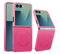 Coque de protection magnétique pour Samsung Galaxy Z Flip 7, avec Mag-Safe, coque de protection anti-traces de doigts - Dégradé de couleur - Silicone souple liquide Z Flip 7 (rose rose)