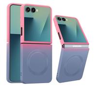 Coque de protection magnétique pour Samsung Galaxy Z Flip 7, avec Mag-Safe, coque de protection anti-traces de doigts - Dégradé de couleur - Silicone souple liquide Z Flip 7 (rose bleu)