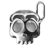 Coque de protection motif tête de mort compatible avec AirPods Pro 3 | Coque de protection en ABS argenté galvanisé, motif crâne punk, coque rigide pour écouteurs AirPods, coque de protection