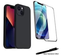 Coque de protection Noir + Verre trempé bords noirs pour iPhone 13 Mini avec Stylet Toproduits®