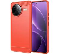 Coque De Protection Poco F7 Ultra ¿ Tpu Souple Antichoc, Texture Brossée Effet Fibre De Carbone Antidérapante, Profil Fin Et Boutons Réactifs, Rouge