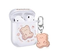Coque de Protection pour AirPods 1/2e génération avec Un Adorable Ours de Dessin animé, Softshell est Transparent et Facile à Transporter