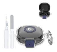 Coque de protection pour Beats Powerbeats Fit, coque en TPU résistante aux chocs avec porte-clés et stylo de nettoyage, protection sur mesure contre les chocs, les rayures et la poussière (transparent