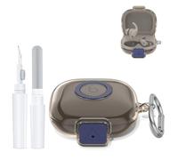 Coque de protection pour Beats Powerbeats Fit, coque en TPU résistante aux chocs avec porte-clés et stylo de nettoyage, protection sur mesure contre les chocs, les rayures et la poussière (gris