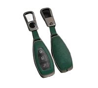 Coque de Protection pour clé de Voiture, Compatible avec Focus 3 4 St, Fiesta, Kuga, Ecosport et Mondeo MK3 MK4 (Marron avec Porte-clés) (Vert avec Porte-clés)
