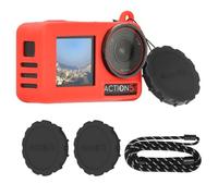 Coque de protection pour DJI Osmo Action 5 Pro, coque en silicone souple, antidérapante, anti-rayures pour DJI Osmo Action 5 Pro avec 2 bouchons d'objectif et accessoires de lanière (rouge)