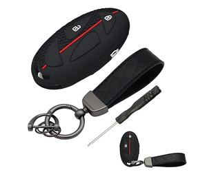 Coque de protection pour e voiture compatible avec Hyundai Tucson Pour Kona 2023 2024 2025, compatible avec Ioniq 6 et Elantra, 3 boutons, coque de n silicone noir, Infinity & Breathe