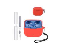 Coque de protection pour écouteurs Oneplus Nord Buds 3R/3V, toergy résistant aux chocs, imperméable, souple et fin, en silicone avec cordon, porte-clés et kit de nettoyage, rouge