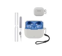 Coque de protection pour écouteurs Oneplus Nord Buds 3R/3V, toergy résistant aux chocs, imperméable, souple et fin, en silicone avec cordon, porte-clés et kit de nettoyage, gris