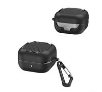 Coque de protection pour écouteurs Samsung Galaxy Buds 4 Pro/Buds 4 avec design en fibre de carbone, indicateur LED et mousqueton (gris foncé)