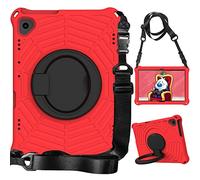 Coque de protection pour enfants compatible avec Huawei MediaPad T5 (10,1"), coque complète en EVA légère et résistante aux chocs, support pivotant à 360° + étui à bandoulière (rouge)