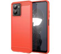Coque De Protection Pour Hmd Fusion, Fusion X1 Et Barça Fusion ¿ Tpu Souple Anti-Choc, Finition Brossée Effet Fibre De Carbone Antidérapante, Profil Fin Rouge Rubis