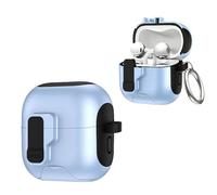 Coque de protection pour Huawei FreeClip 2, antichoc et anti-chute avec support et mousqueton intégrés, verrouillage de sécurité sécurisé, coque de protection complète pour écouteurs FreeClip 2 (bleu