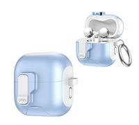 Coque de protection pour Huawei FreeClip 2, antichoc et anti-chute avec support et mousqueton intégrés, verrouillage de sécurité sécurisé, coque de protection complète pour écouteurs FreeClip 2 (bleu)