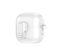 Coque de protection pour Huawei Freeclip 2 avec couvercle à verrouillage automatique et mode support pour chargement sans fil, résistante aux chutes et aux chocs, noir (blanc)