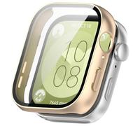 Coque de protection pour Huawei Watch Fit 3 - En verre trempé - Hard PC ultra fine - Film de protection d'écran complet pour Huawei Watch Fit 3 - Mat - Doré