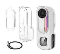Coque de protection pour Insta360 GO 3S Retro Bundle, coque de protection en TPU antichoc avec capuchon d'objectif pour Insta360 GO3S Retro Bundle, blanc transparent + cordon tour de cou