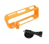 Coque de protection pour Insta360 X4 AIR, cadre en silicone étendu avec couvercle d'objectif résistant aux rayures, support de tournage horizontal vertical avec adaptateur (orange-horizontal)