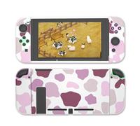 Coque de protection pour interrupteur imprimé vache - Esthétique et durable - Coque rigide avec coques Joycon en TPU souple - Rose
