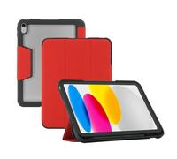 Mobilis – Étui Folio 062008 pour iPad 11'' (2025) & 10,9'' – Dos transparent, coins renforcés – Rouge