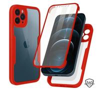 Coque de protection - pour iPhone - 12 Pro - 360° - Rouge - Transparente avec contour rouge